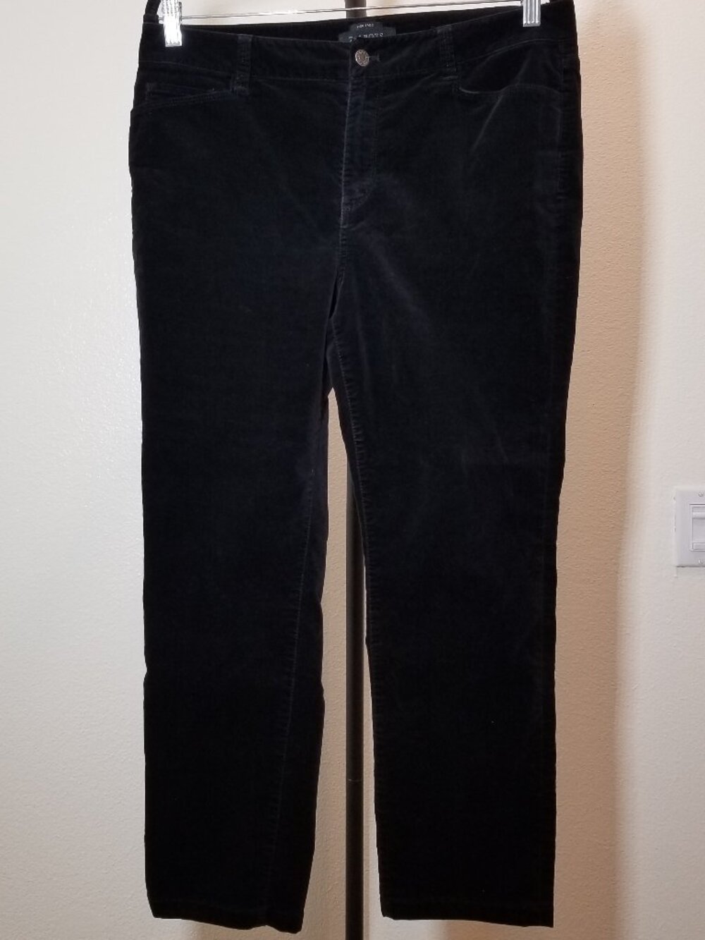 Talbots Heritage Womens Sz 12P Black Velvet Straight Leg Pants Goth Witchy Retro